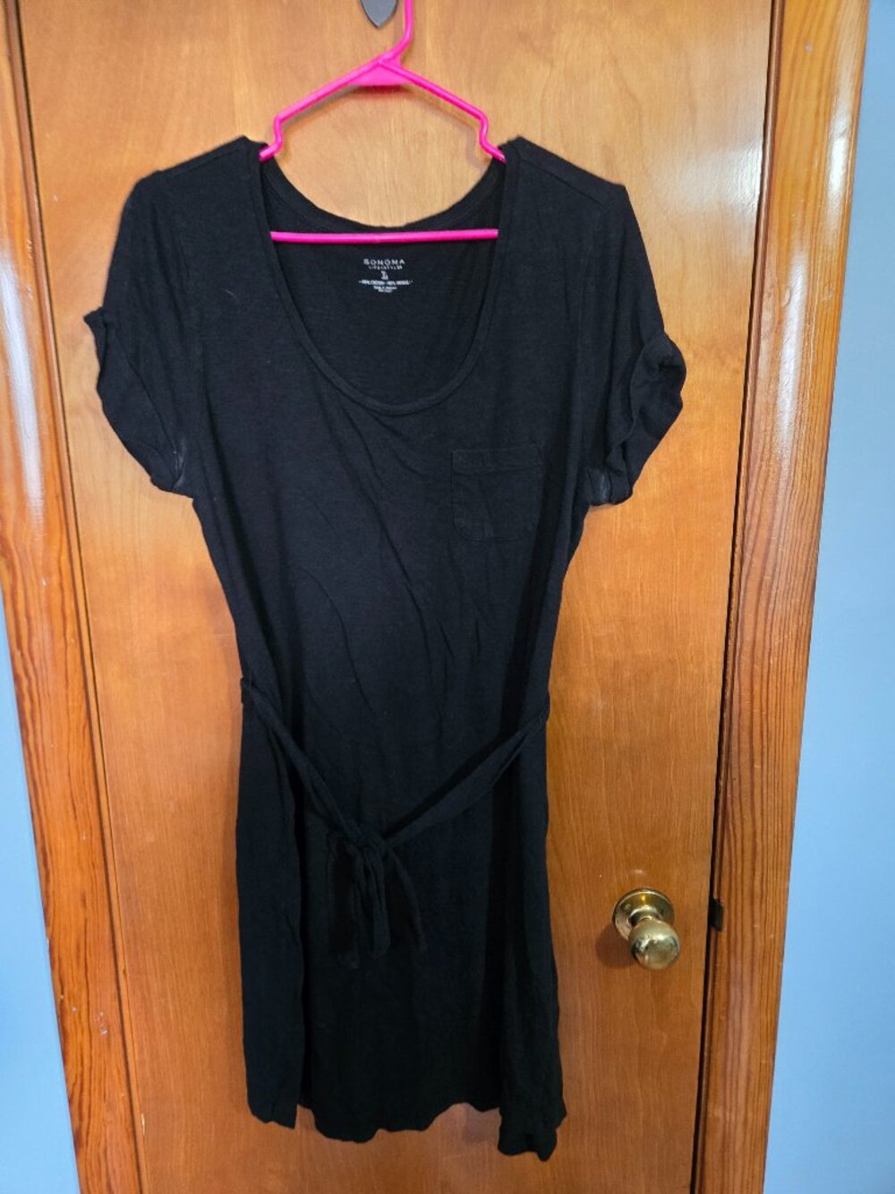 Sonoma Short Sleeve Black Dress, Size Large